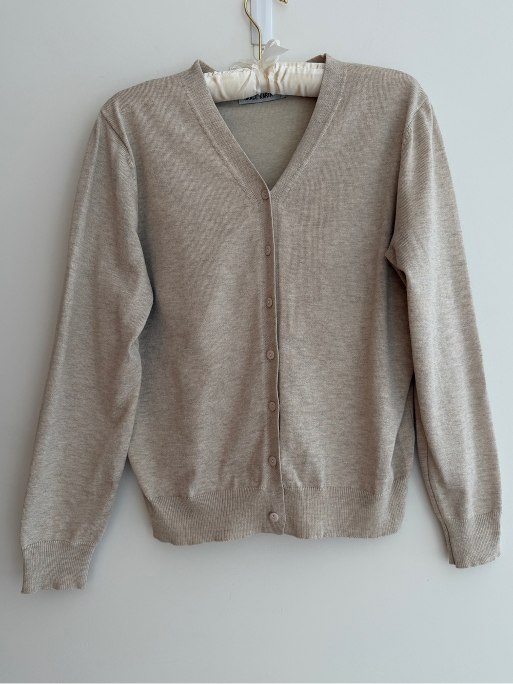 GRACE KARIN Fine Knit Cardigan V Neck Long Sleeve Coastal Neutral Summer Casual